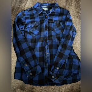 Natural Reflections Blue and Black Plaid Button-Up Shirt